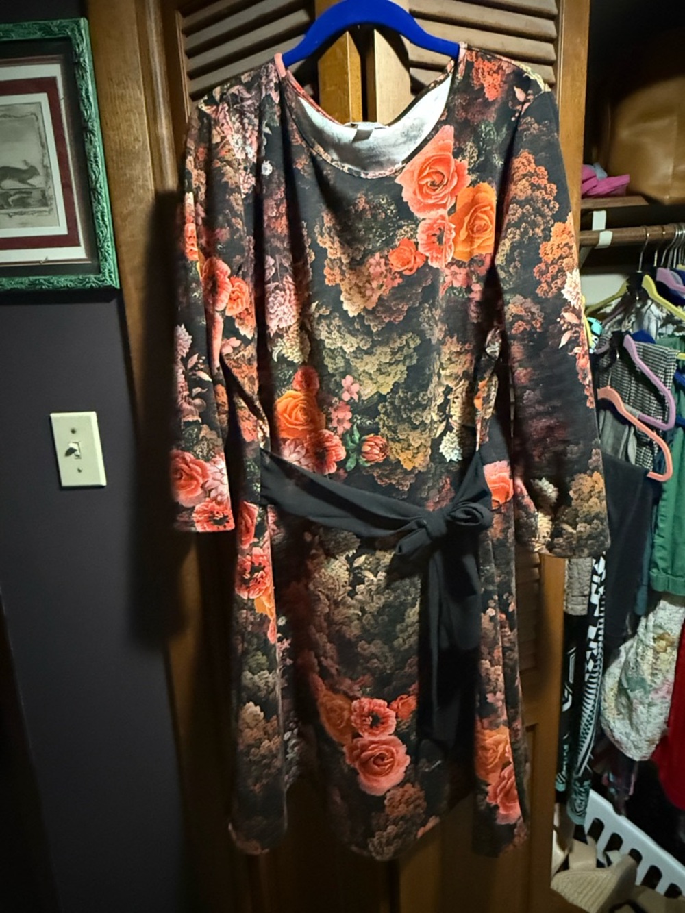 Floral Long-Sleeve Belted Dress
